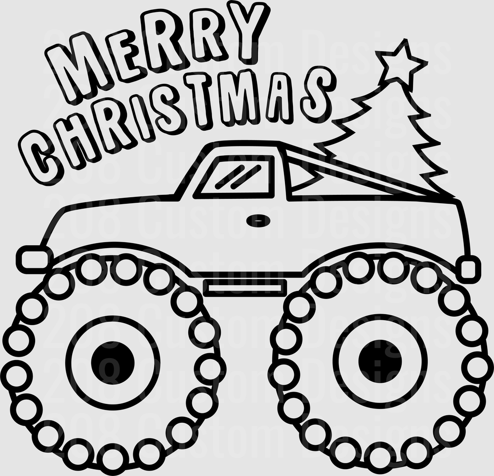 Merry Christmas Monster Truck with Christmas Tree