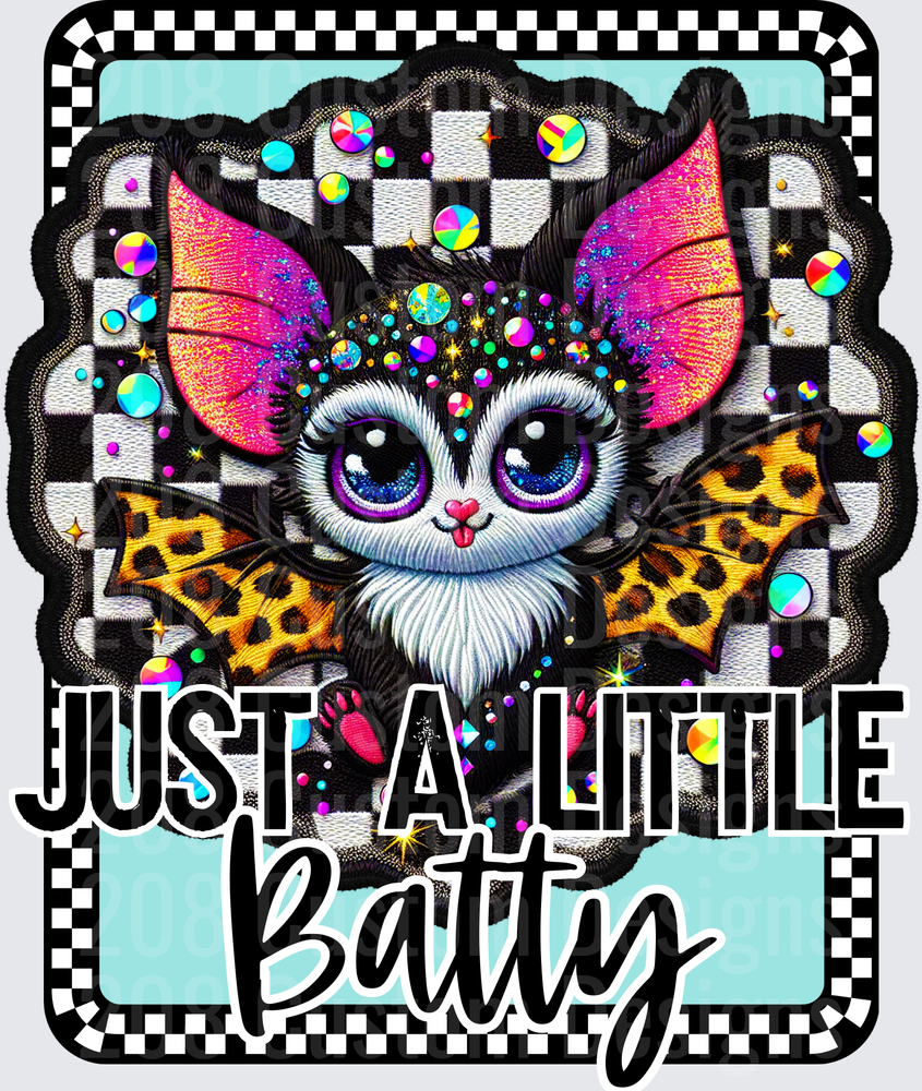 Just A Little Batty Cute Bat Checkered Leopard Print