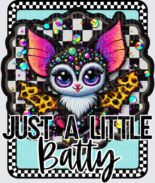 Just A Little Batty Cute Bat Checkered Leopard Print