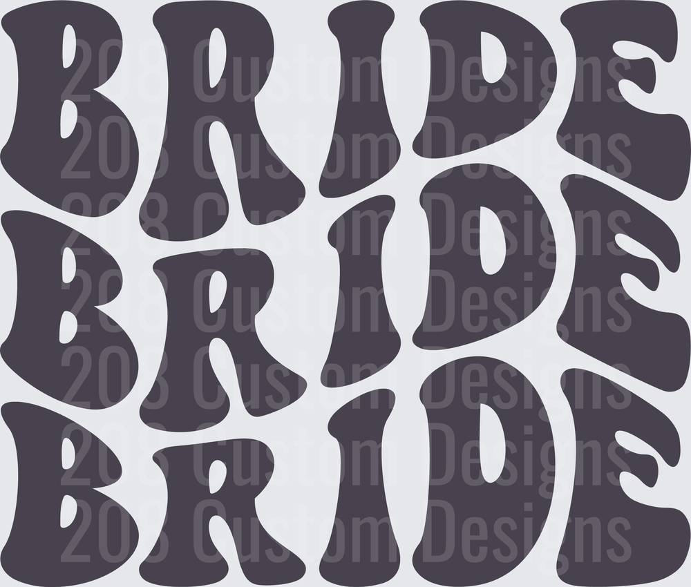 Retro Groovy Bride Typography in Purple Bubble Letters