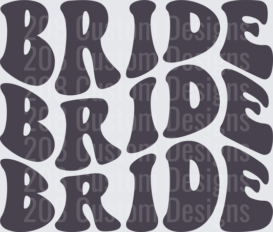 Retro Groovy Bride Typography in Purple Bubble Letters