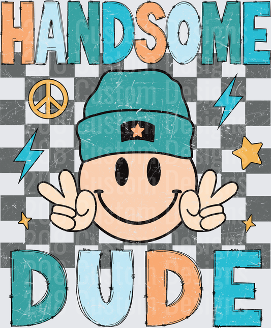 Handsome Dude Smiley Face with Peace Signs and Lightning Bolts