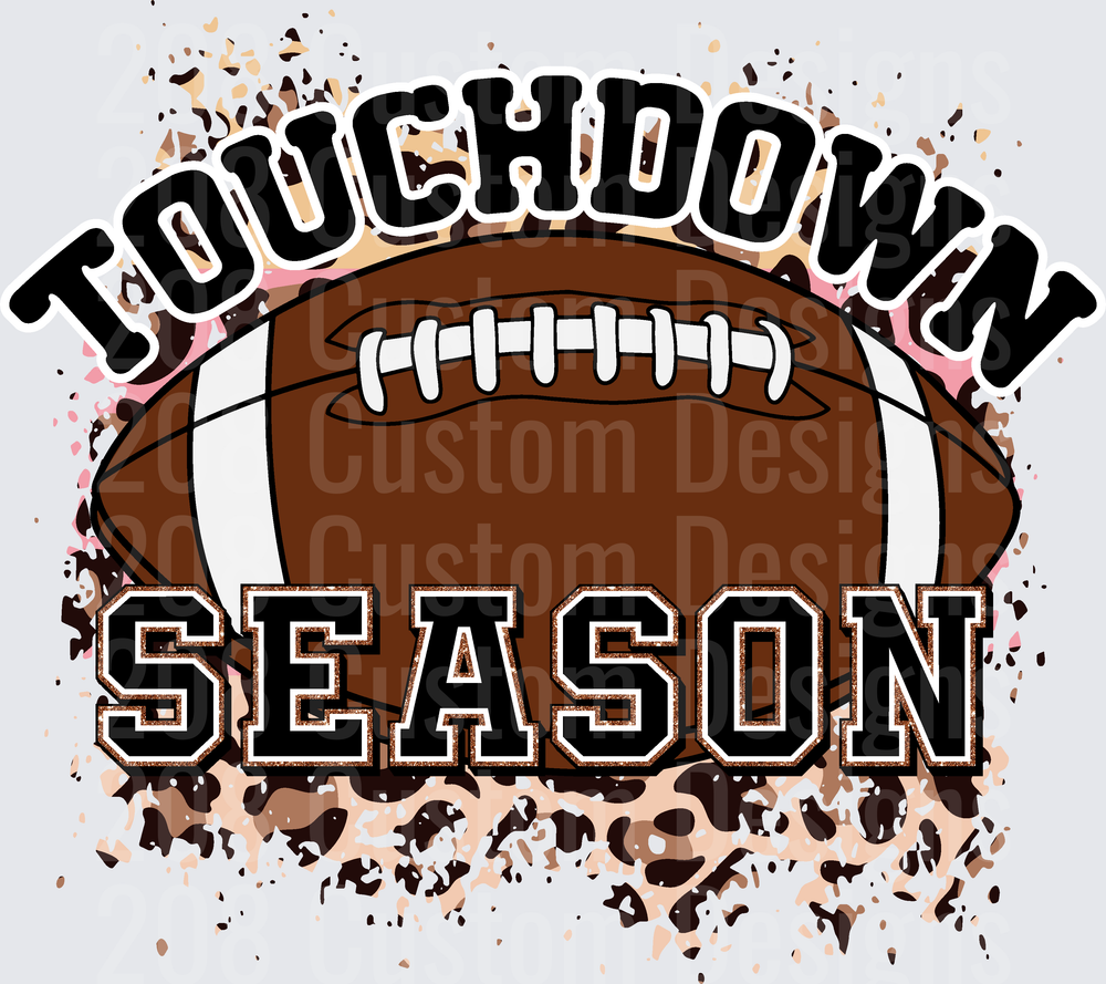 Touchdown Season Football Leopard Print Splatter Design
