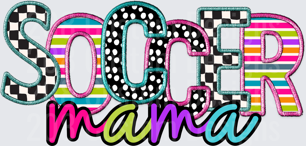 Soccer Mama Bold Patchwork Faux Embroidery