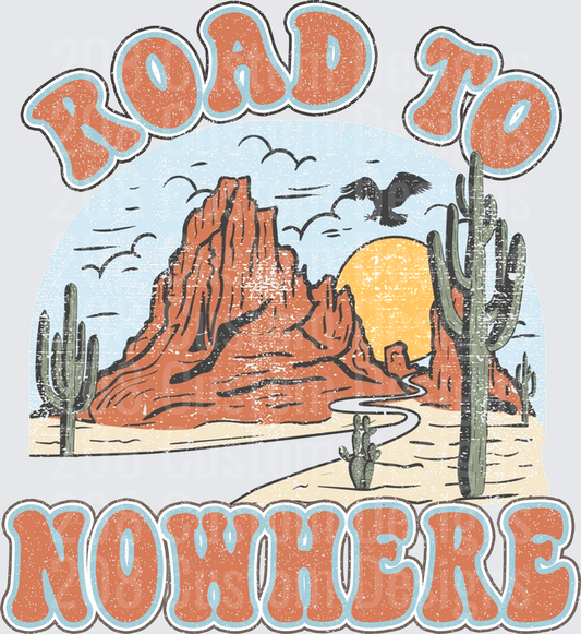Road To Nowhere Desert Mesa Landscape with Eagle and Cactus