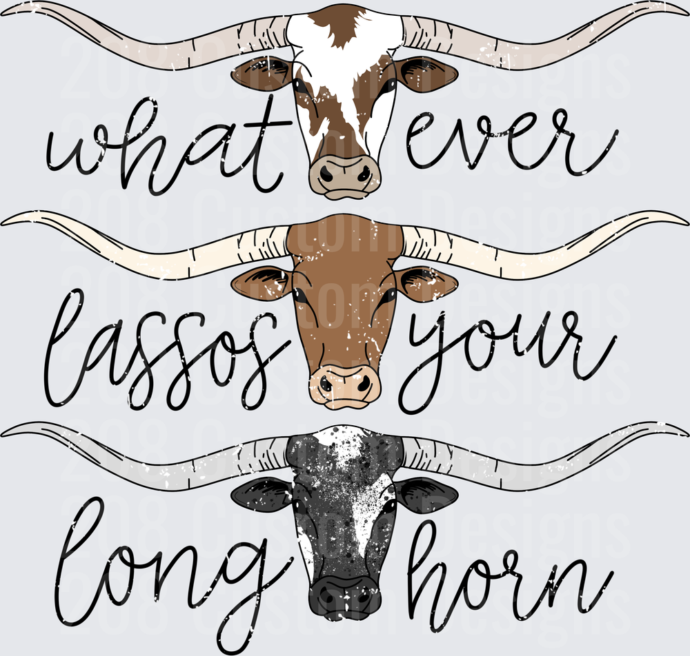 Whatever Longhorn Cow Head Typography Design Set