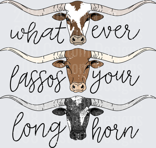 Whatever Longhorn Cow Head Typography Design Set