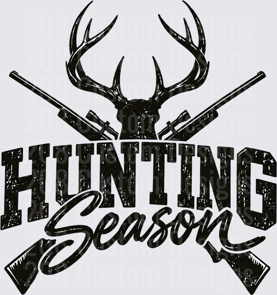 Hunting Season Deer Skull Crossed Rifles Distressed