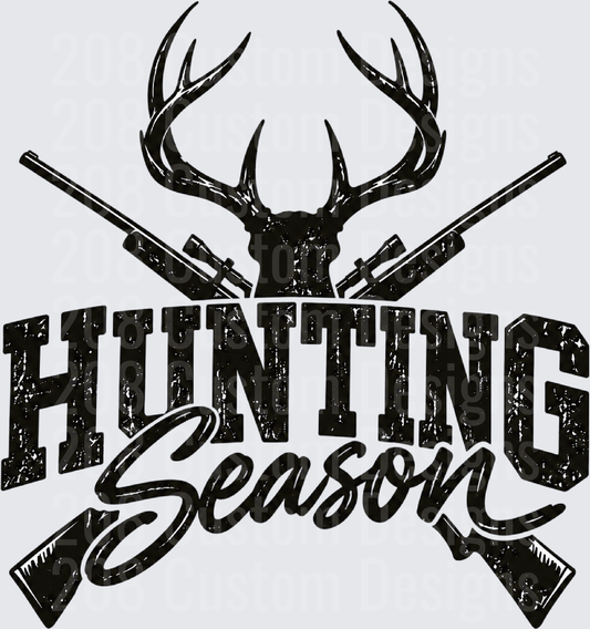 Hunting Season Deer Skull Crossed Rifles Distressed