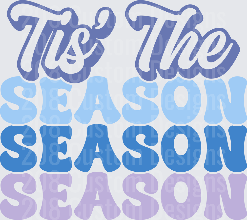 Tis The Season Retro Bubble Letters Holiday Typography