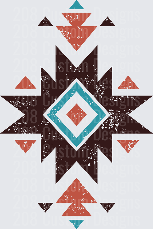 Southwestern Native American Aztec Star Geometric Pattern