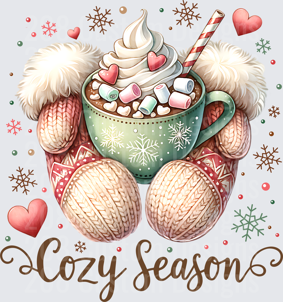 Cozy Seasons Hot Chocolate Mittens Winter Holiday Design