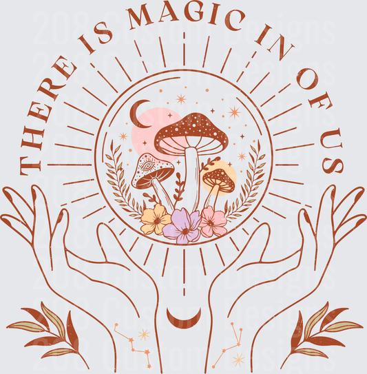 There Is Magic In Us Mushroom Moon Hands Bohemian Design