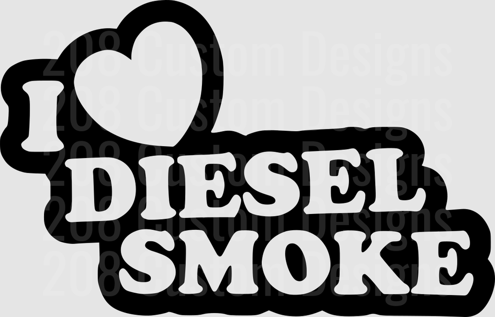I Love Diesel Smoke Heart Typography Design