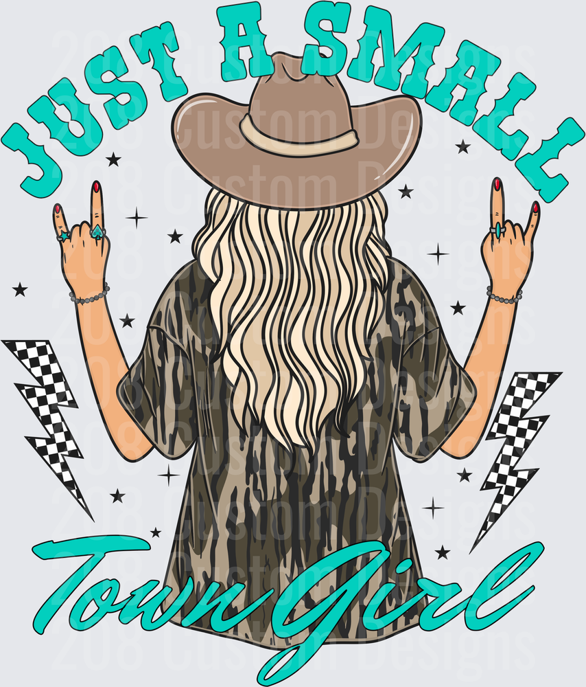 Just A Small Town Girl Rock and Roll Cowgirl with Lightning Bolts