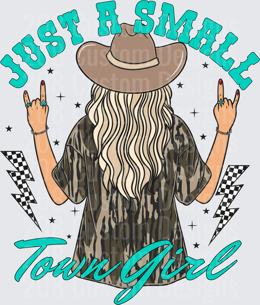 Just A Small Town Girl Rock and Roll Cowgirl with Lightning Bolts