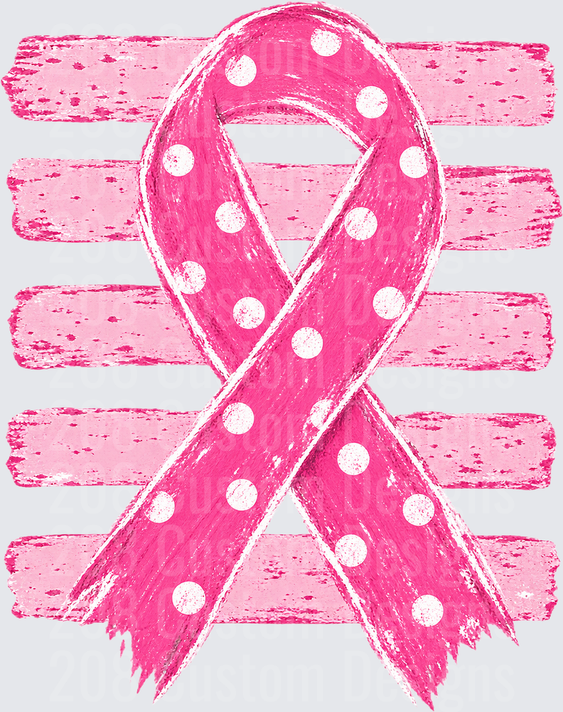 Polka Dot Breast Cancer Awareness Pink Ribbon Brushstroke
