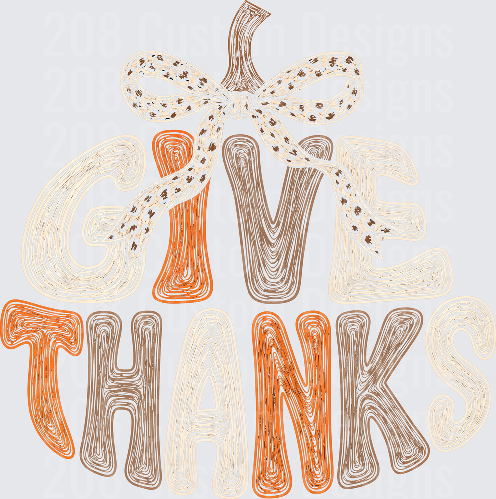 Give Thanks Pumpkin Stem Leopard Bow Retro