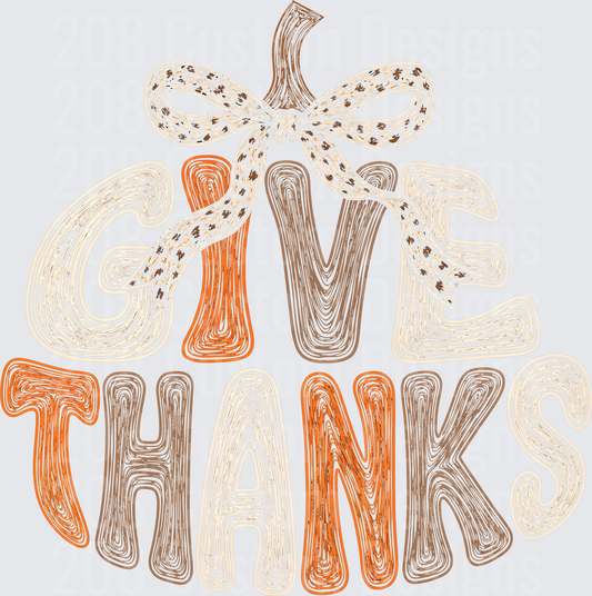 Give Thanks Pumpkin Stem Leopard Bow Retro