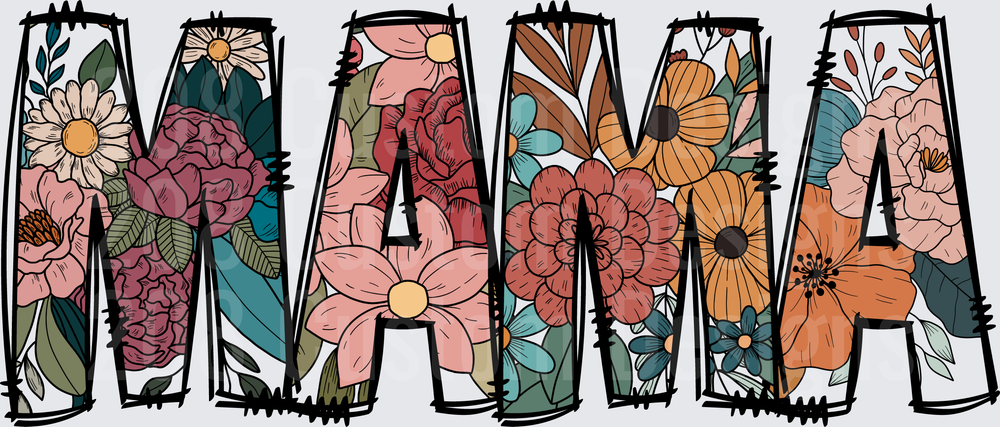 MAMA Floral Letters with Vintage Botanical Garden Flowers