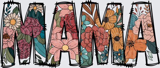 MAMA Floral Letters with Vintage Botanical Garden Flowers