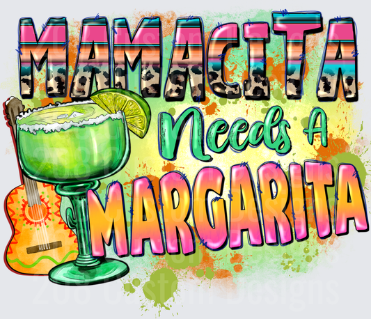Mamacita Needs A Margarita with Lime Glass and Guitar