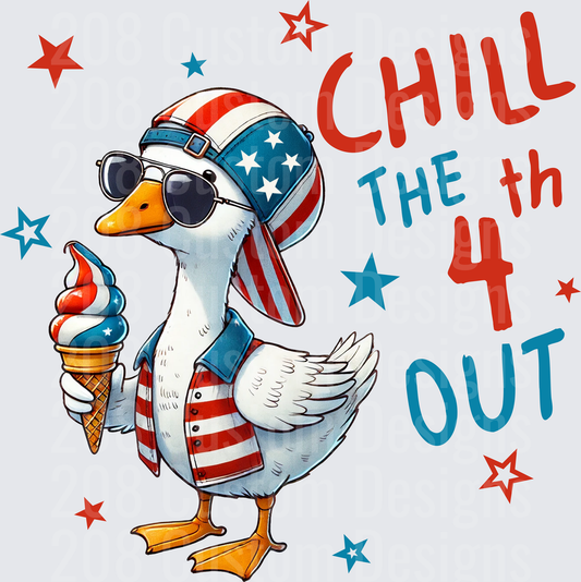 Chill The 4th Out Patriotic Duck with Ice Cream and Sunglasses