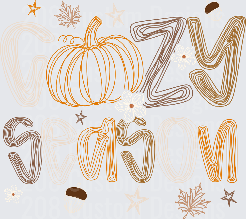 Cozy Season Fall Pumpkin with Acorns and Leaves