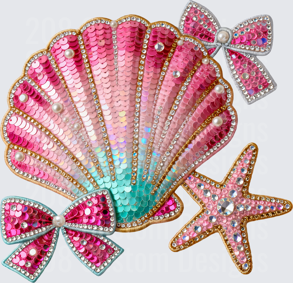 Sequined Seashell Starfish and Bow Ocean Mermaid Collection
