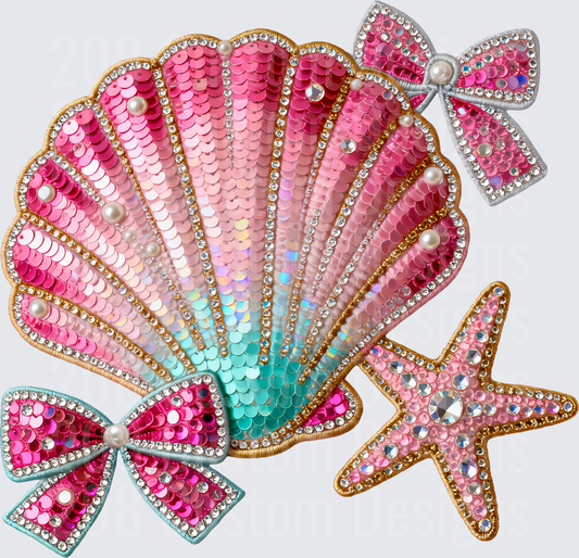 Sequined Seashell Starfish and Bow Ocean Mermaid Collection