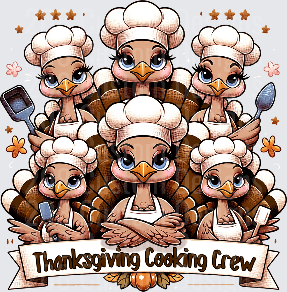 Thanksgiving Cooking Crew Cute Turkeys Chef
