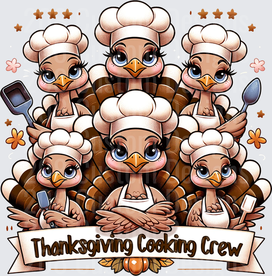 Thanksgiving Cooking Crew Cute Turkeys Chef