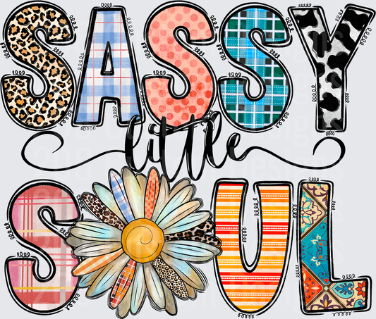 Sassy Little Soul Sunflower with Patterned Letters Design
