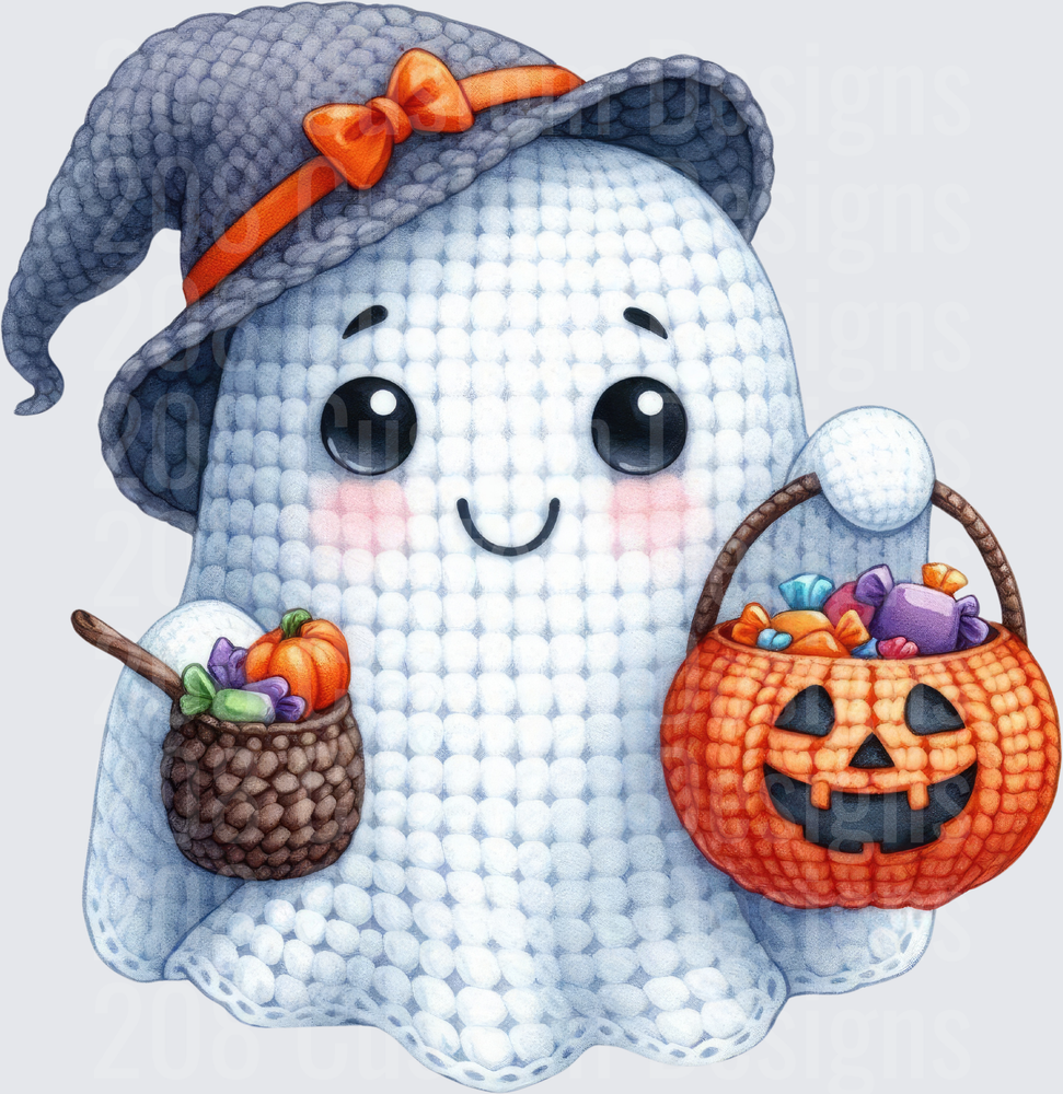 Cute Crochet Knit Ghost Witch Hat Halloween Candy