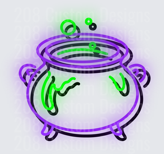 Neon Glow Halloween Witch Cauldron Bubbling Potion
