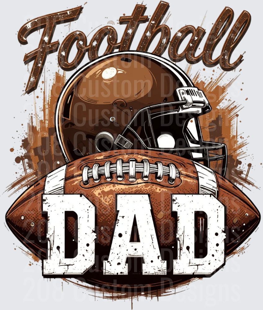 Football Dad Helmet and Ball Grunge Design