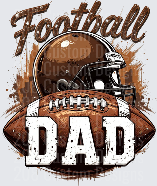 Football Dad Helmet and Ball Grunge Design