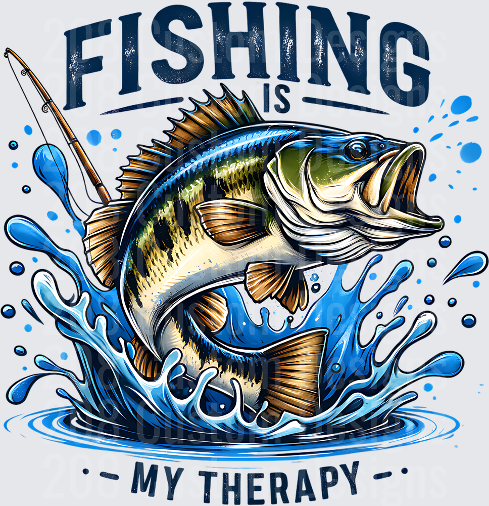 Fishing Is My Therapy Bass Jumping Water Splash