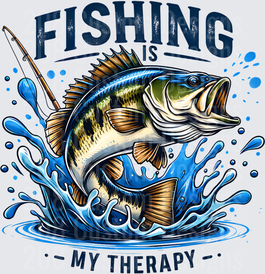 Fishing Is My Therapy Bass Jumping Water Splash