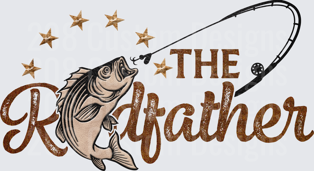 The Rodfather Fishing Bass with Stars and Fishing Rod