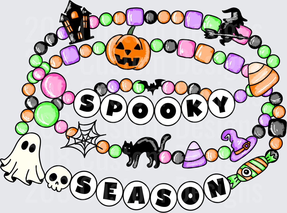 Spooky Season Halloween Beaded Bracelet Letter Design