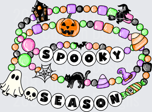 Spooky Season Halloween Beaded Bracelet Letter Design
