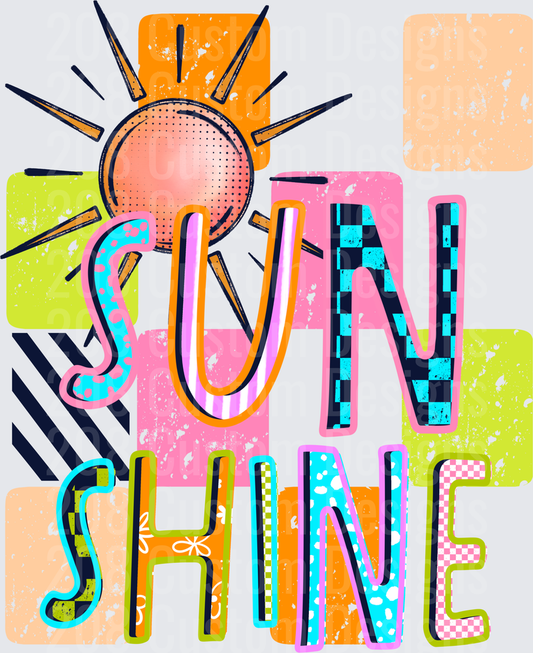 Sun Shine Retro Pop Art Typography Design