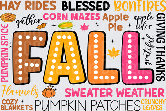 Fall Typography Design with Autumn Activities and Seasonal Words