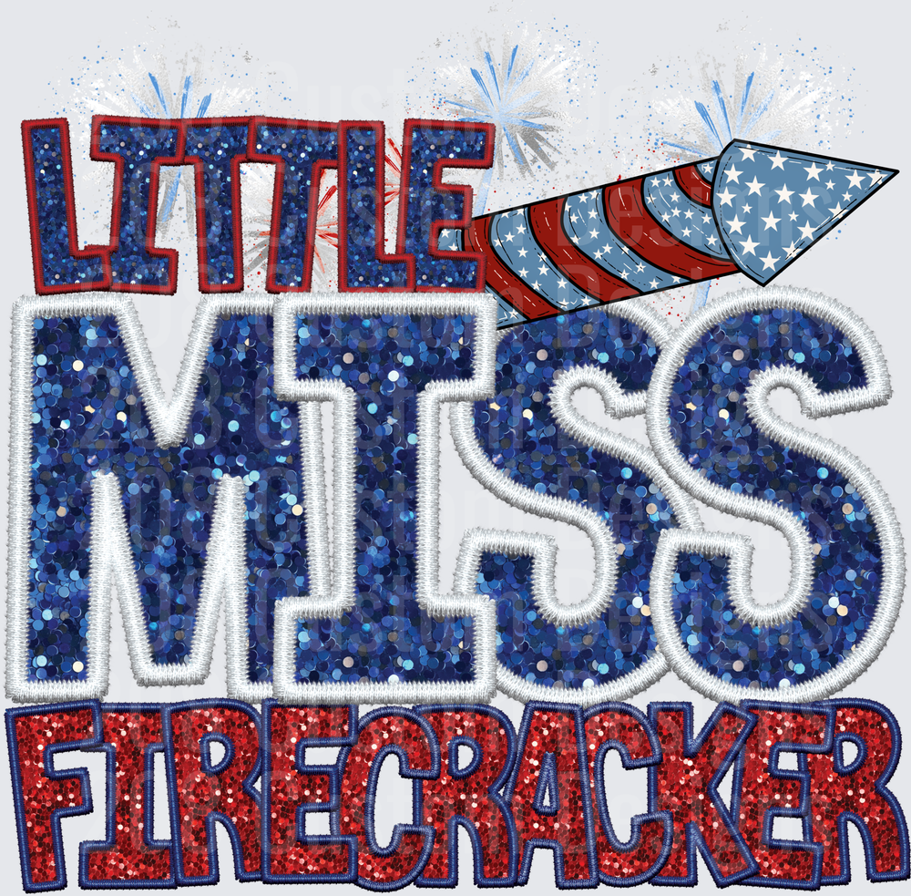 Little Miss Firecracker Patriotic Fourth of July Design