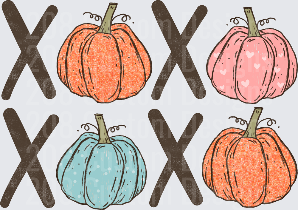 Colorful Pumpkins with X Pattern Fall Autumn Design