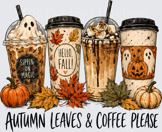 Autumn Leaves & Coffee Please Fall Ghost Pumpkin Cups