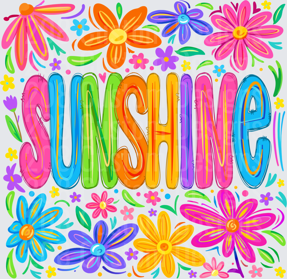 Sunshine Rainbow Letters with Colorful Flower Border