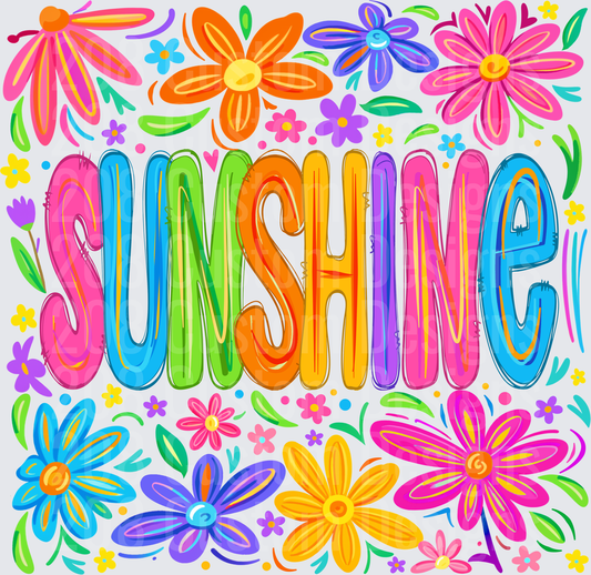 Sunshine Rainbow Letters with Colorful Flower Border