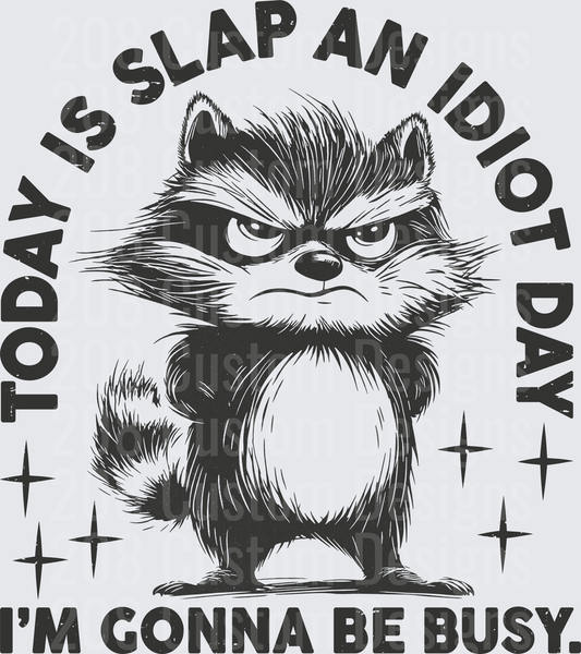 Today Is Slap An Idiot Day I'm Gonna Be Busy Angry Raccoon